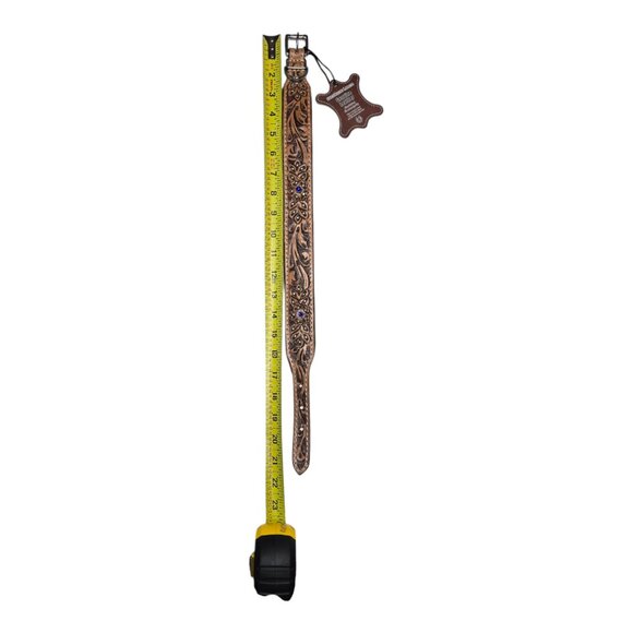 Brown Tan Genuine Leather Dog Collar [DTD105-16] - Picture 6 of 12